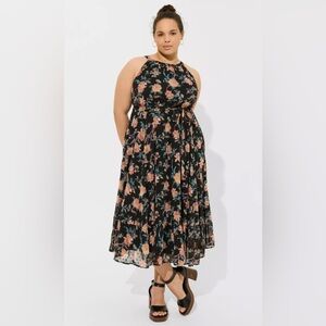 Torrid Black Floral Midi Dress